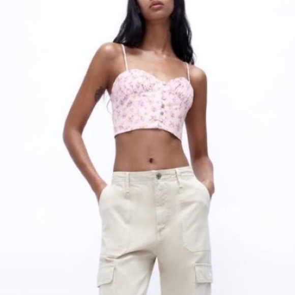 NWT Zara Floral Corset Crop Top - Picture 5 of 10